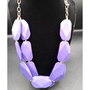 Purple Necklace Double Tier Plastic Vintage Fashion Jewelry 24 Inch Accessory